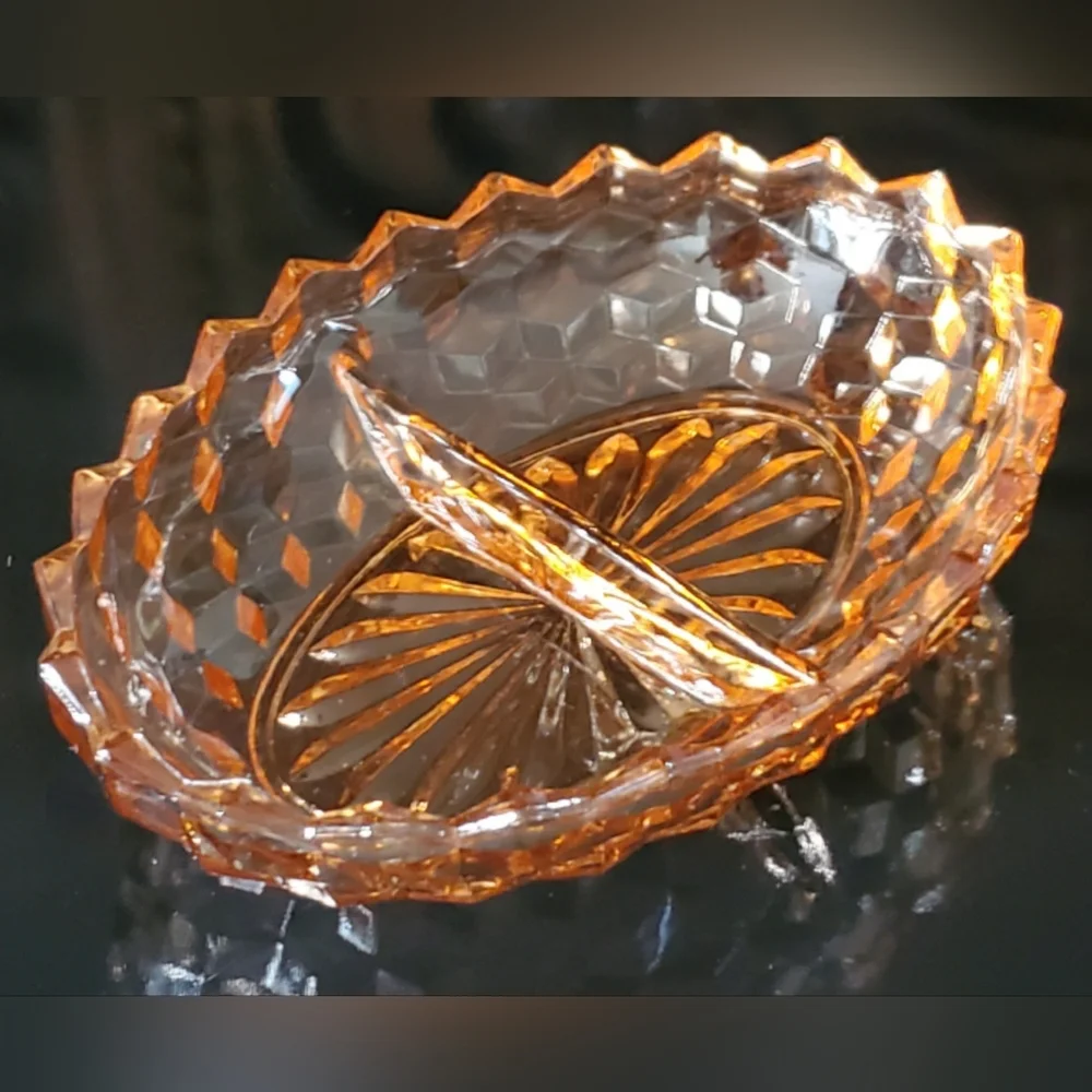 Vntg "Whitehall Peach" 2-Part 10" Oval Dish by Colony - Picture 8 of 16